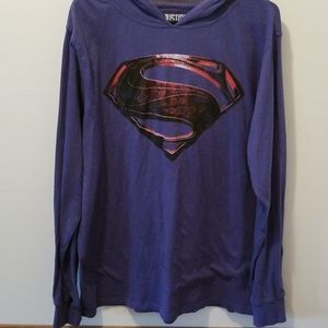 Long sleeve hooded superman shirt
